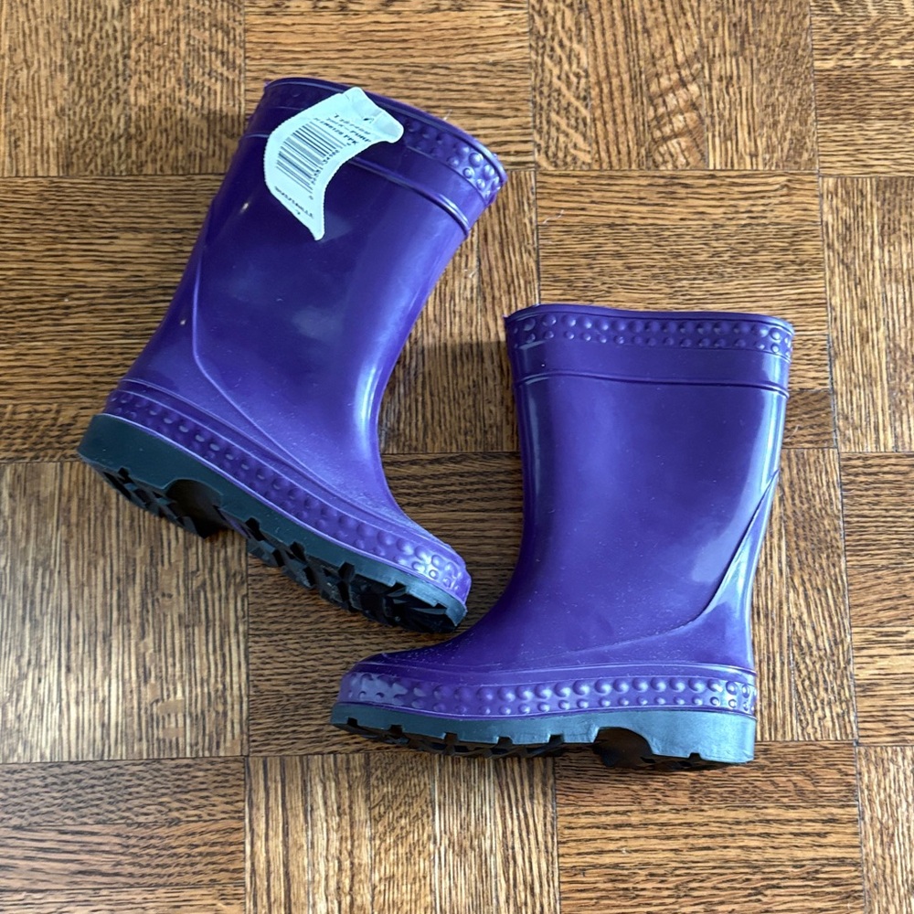 NWT Purple Kids Rain Boots Sz:7